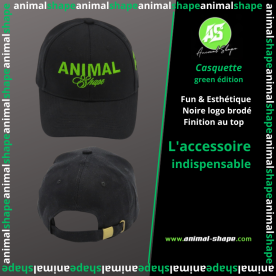 CASQUETTE ANIMAL SHAPE BRODEE - Noire logo Flashy Green