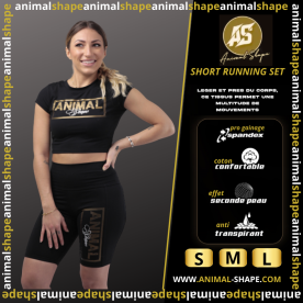 SHORT RUNNING SET - Noir Logo Gold ANIMAL SHAPE