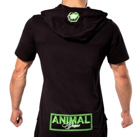 Sweat Capuche FITNESS HOMME Noir Logo Animal Shape Green