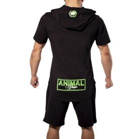 Sweat Capuche FITNESS HOMME Noir Logo Animal Shape Green