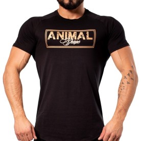 TEE SHIRT FITNESS HOMME Noir Logo Animal Shape Gold