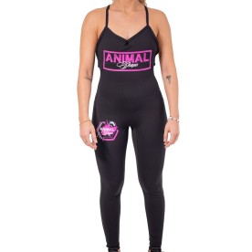 COMBINAISON Fitness - Noir Logo Flashy Pink