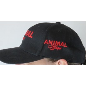 CASQUETTE ANIMAL SHAPE BRODEE - Noire logo Flashy Red